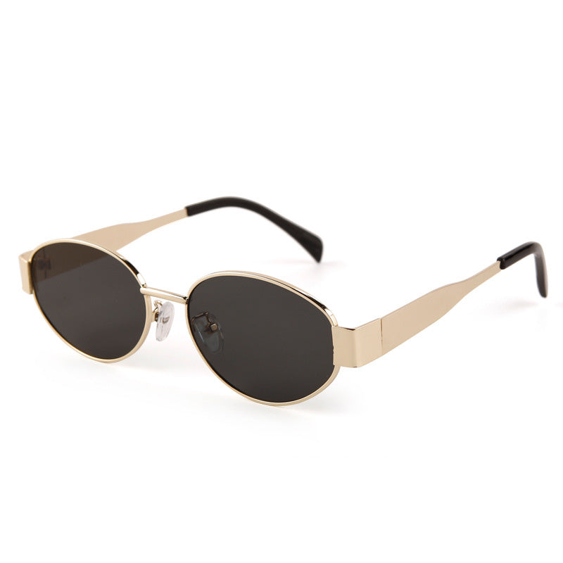 Retro Oval Metal Sunglasses, Street Style Unisex