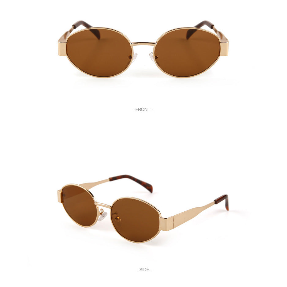 Retro Oval Metal Sunglasses, Street Style Unisex