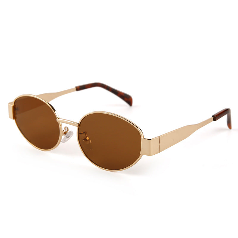 Retro Oval Metal Sunglasses, Street Style Unisex