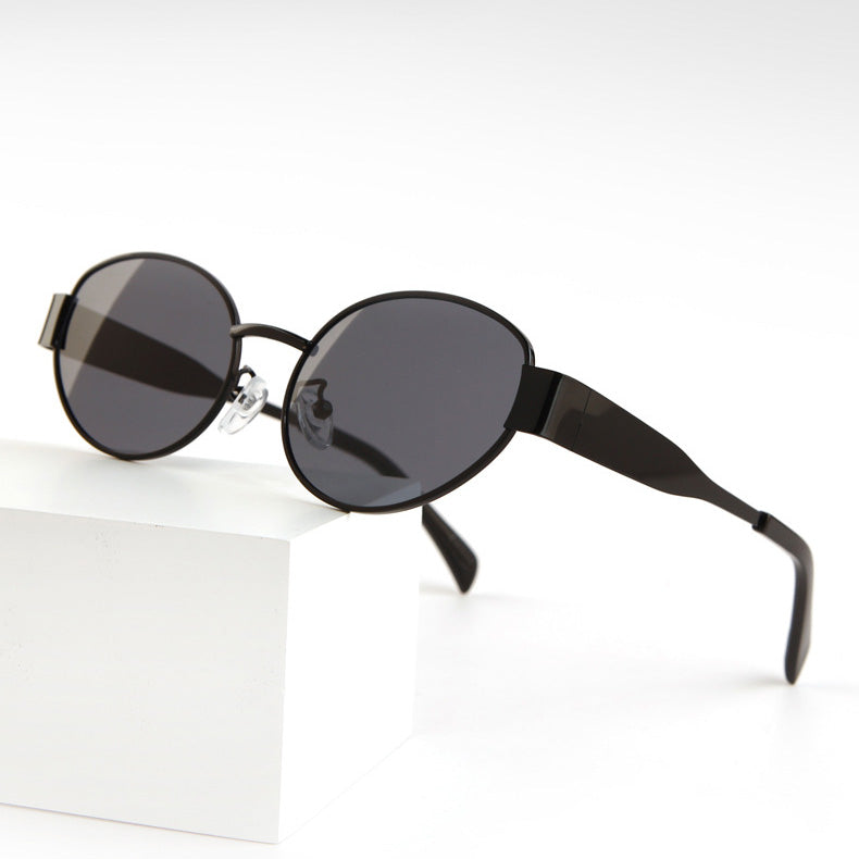 Retro Oval Metal Sunglasses, Street Style Unisex